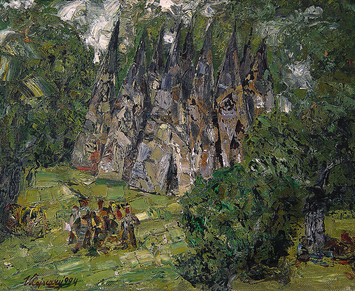 A roma camp. Painting by Vasile Cojocaru