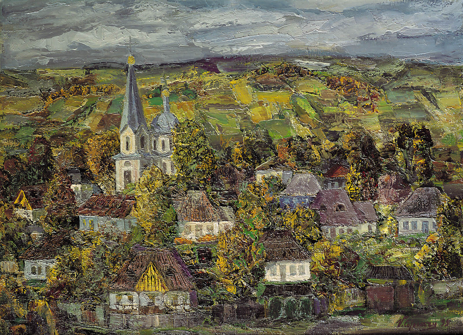 Autumn. The Village of Pituşca. Painting by Vasile cojocaru